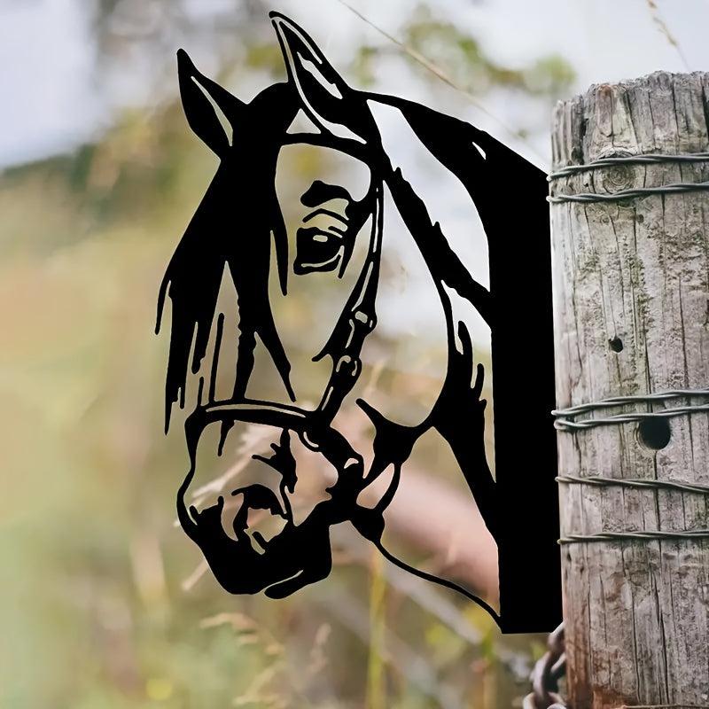 Peeping Horse Wall Decor Outdoor Iron Farm Animal Silhouette