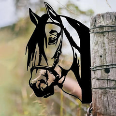 Peeping Horse Wall Decor Outdoor Iron Farm Animal Silhouette