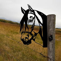 Peeping Horse Wall Decor Outdoor Iron Farm Animal Silhouette