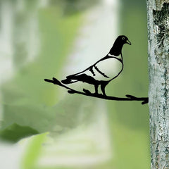 Iron Carrier Pigeon Tree Trunk Stake Fence Decor