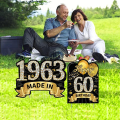 60th Birthday Yard Signs Decorations - Happy 60th Birthday & In 1963 Lawn Sign