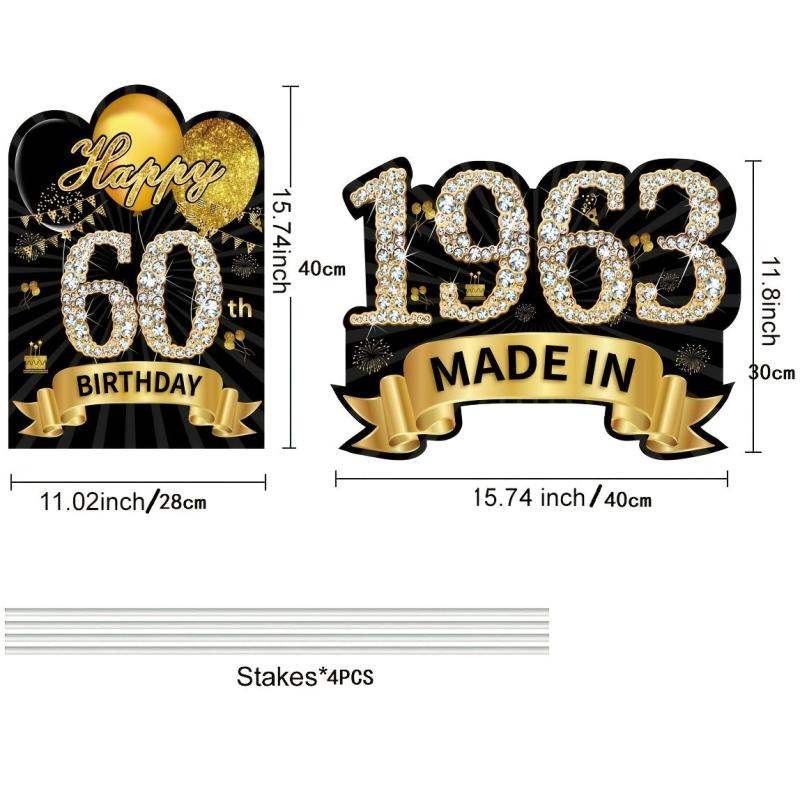 60th Birthday Yard Signs Decorations - Happy 60th Birthday & In 1963 Lawn Sign