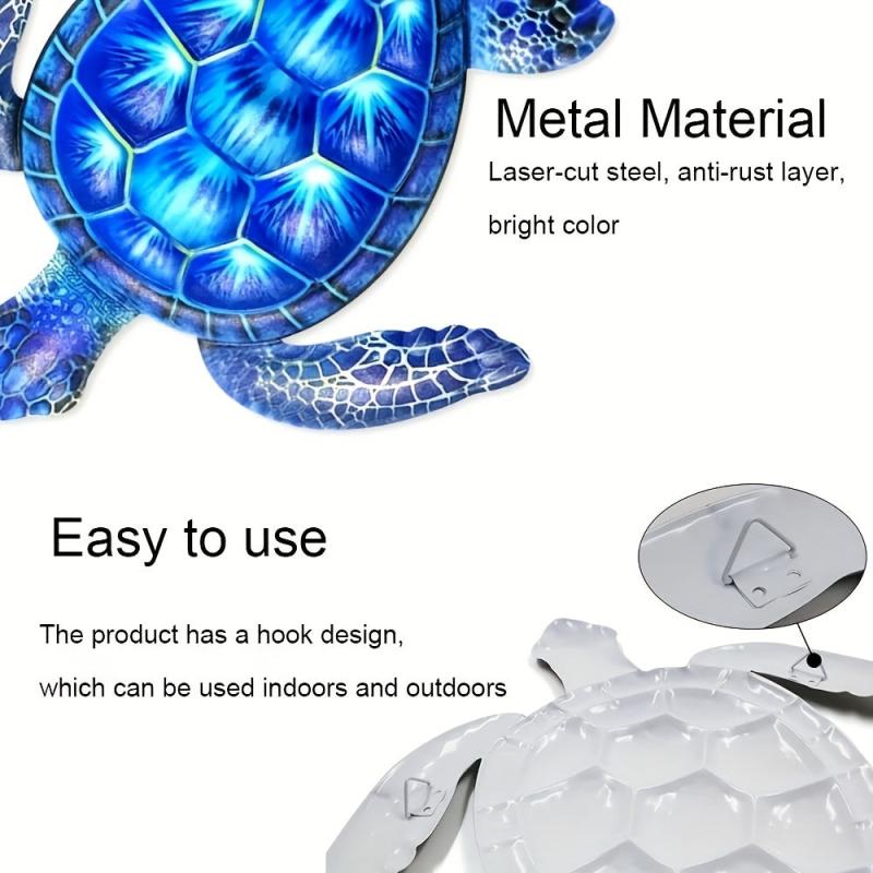 Metal Sea Turtle Wall Decor Hanging Ornament for Home Bedroom Living Room Office