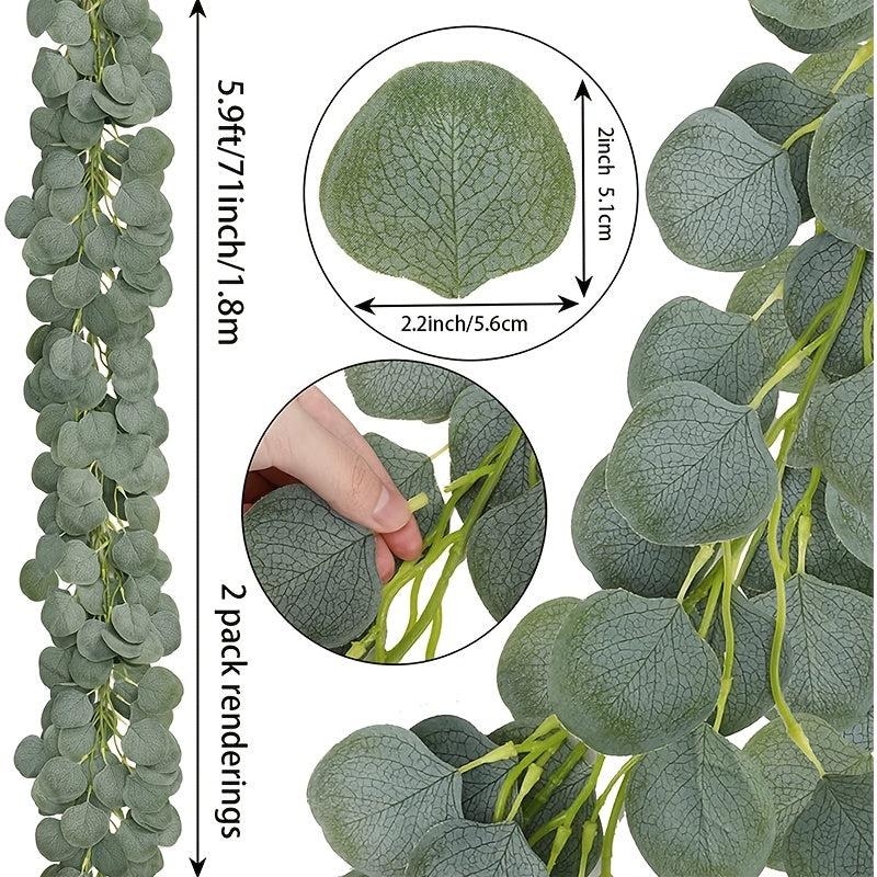 2 Pack Artificial Eucalyptus Garland Greenery Vines for Home Decor