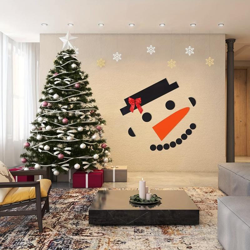 Christmas DIY Stickers Set - Snowman Face Decals for Garage Door