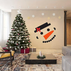 Christmas DIY Stickers Set - Snowman Face Decals for Garage Door