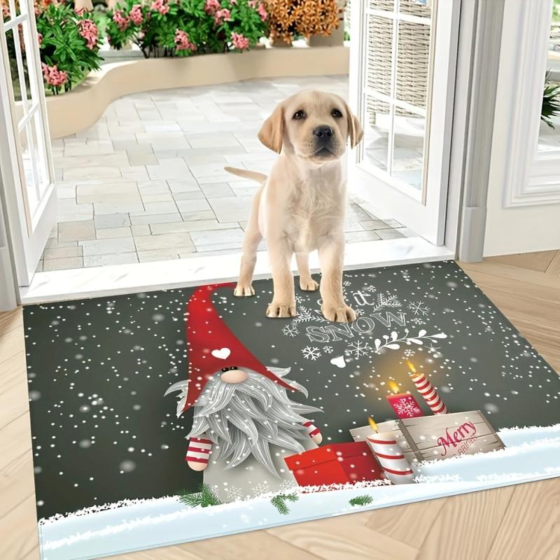 Winter Snow Gnomes Pattern Area Rug Soft Non Slip Absorbent Floor Mats