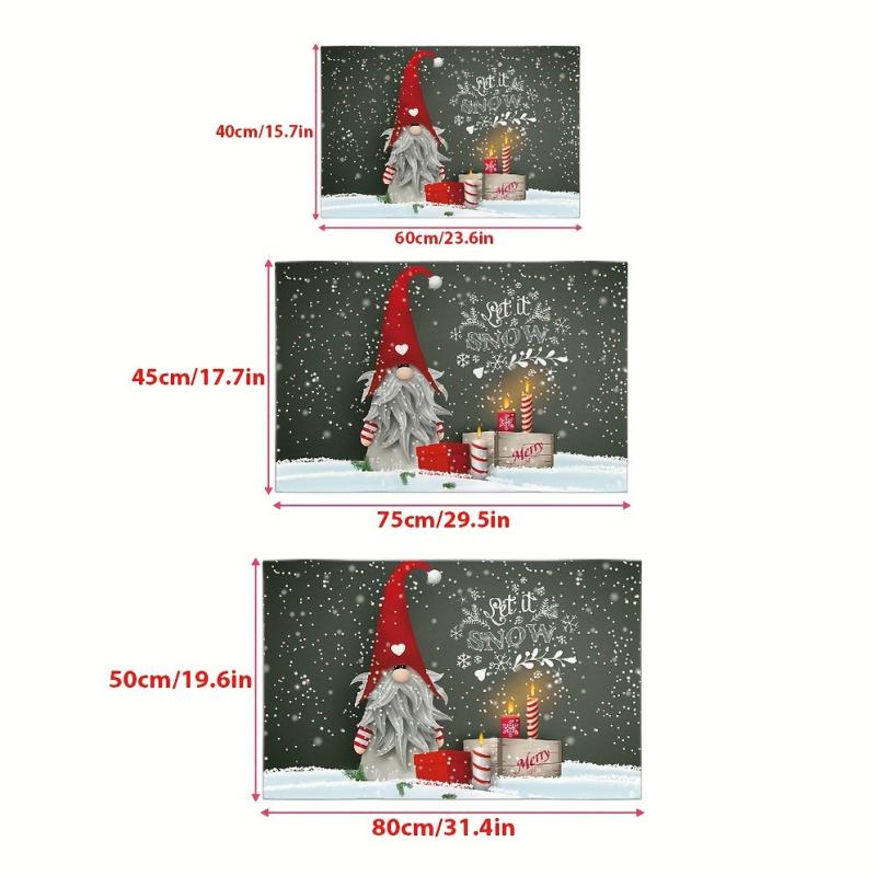 Winter Snow Gnomes Pattern Area Rug Soft Non Slip Absorbent Floor Mats