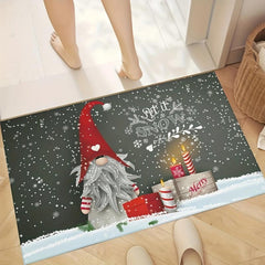 Winter Snow Gnomes Pattern Area Rug Soft Non Slip Absorbent Floor Mats