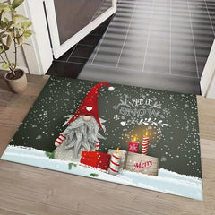 Winter Snow Gnomes Pattern Area Rug Soft Non Slip Absorbent Floor Mats