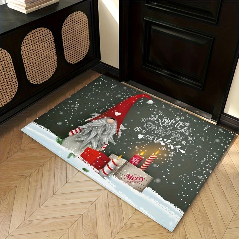 Winter Snow Gnomes Pattern Area Rug Soft Non Slip Absorbent Floor Mats