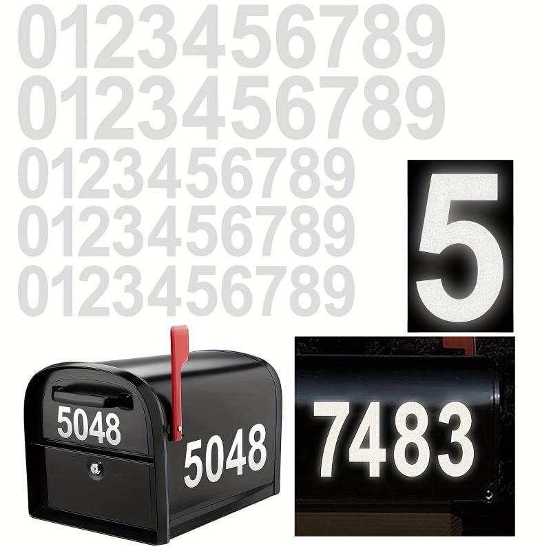 10pcs Reflective Door Number Sticker, Self-adhesive Label, Home Decor