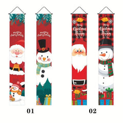 Merry Christmas Door Banner Xmas Santa Claus Flags Wall Decor