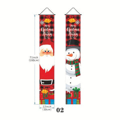 Merry Christmas Door Banner Xmas Santa Claus Flags Wall Decor