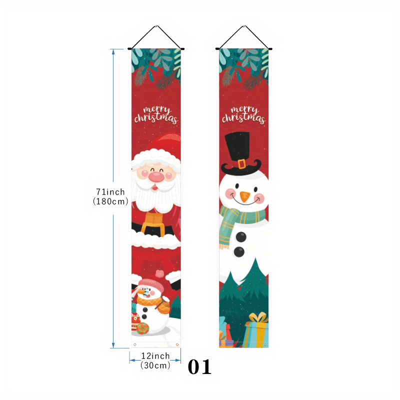 Merry Christmas Door Banner Xmas Santa Claus Flags Wall Decor