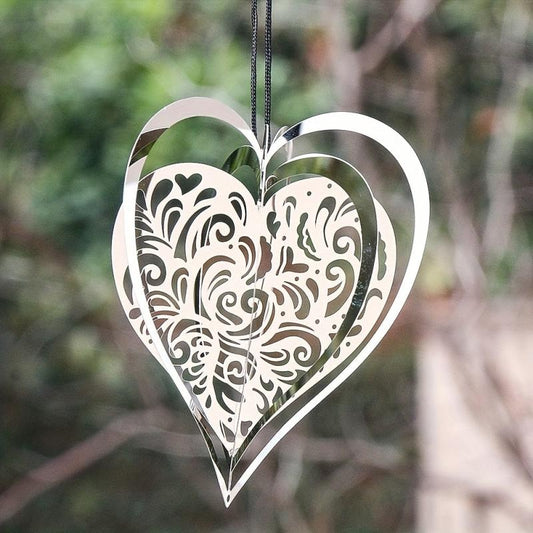 3D Beating Love Heart Rotating Wind Spinner Garden Patio Decoration