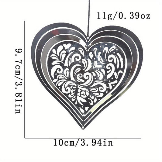 3D Beating Love Heart Rotating Wind Spinner Garden Patio Decoration