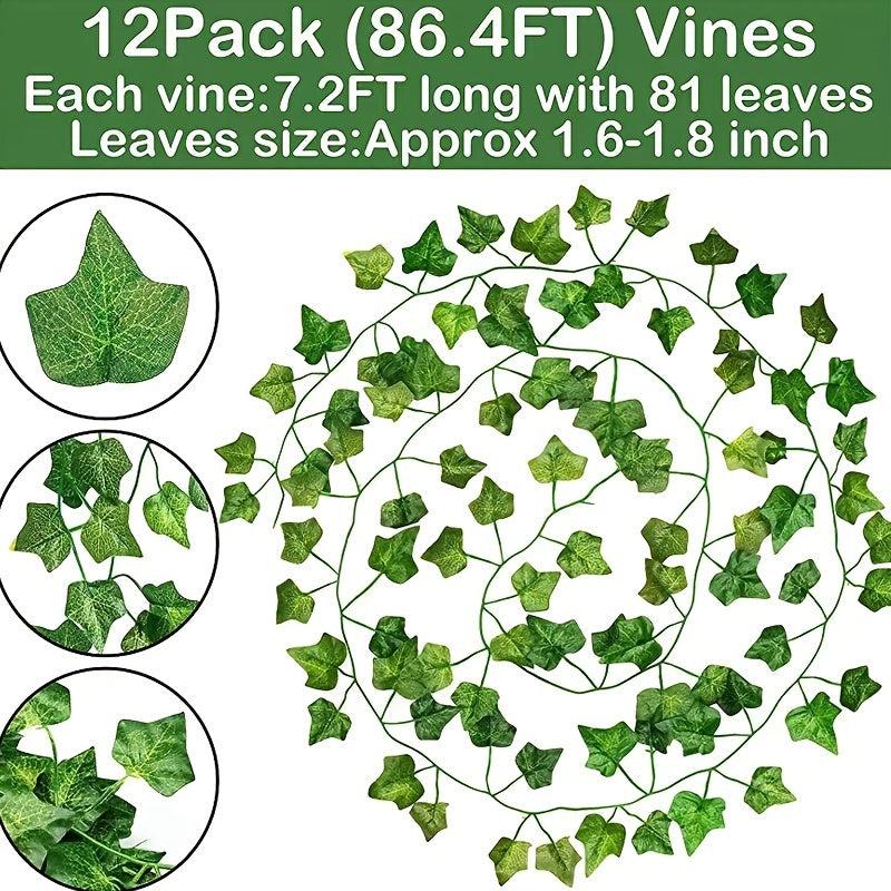 12pcs Artificial Ivy Garland 86.4 Feet Silk Leaves Greenery Home Garden Wedding