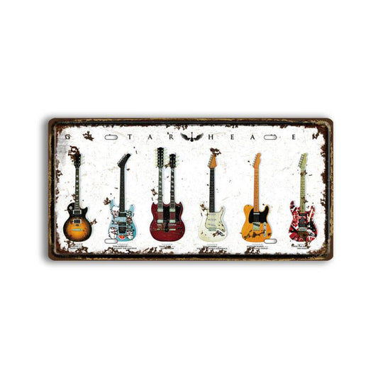 Guitar Metal Signs Vintage Rock Music Wall Decor Man Cave Tin Sign 6x12 Inches