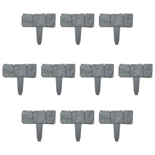 10pcs Plastic Garden Edging Stone Border 2 5m Long Fence Panel Landscape Fencing