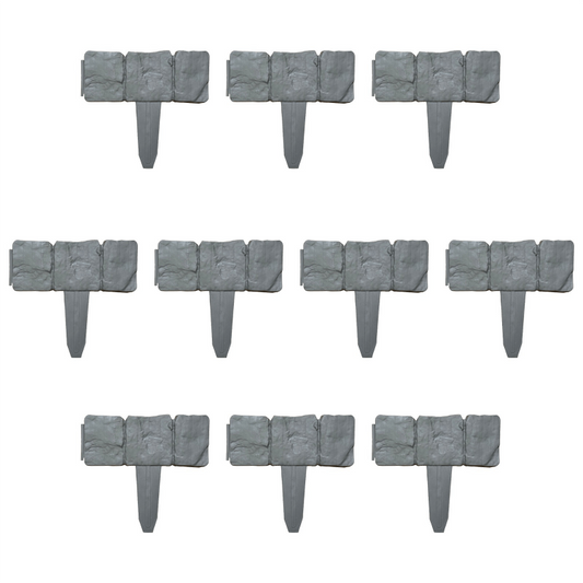 10pcs Plastic Garden Edging Stone Border 2 5m Long Fence Panel Landscape Fencing