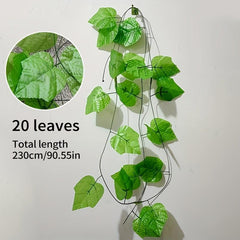 2-3m Simulation Vine with 90pcs Grape Leaves - Green Plants Decoration