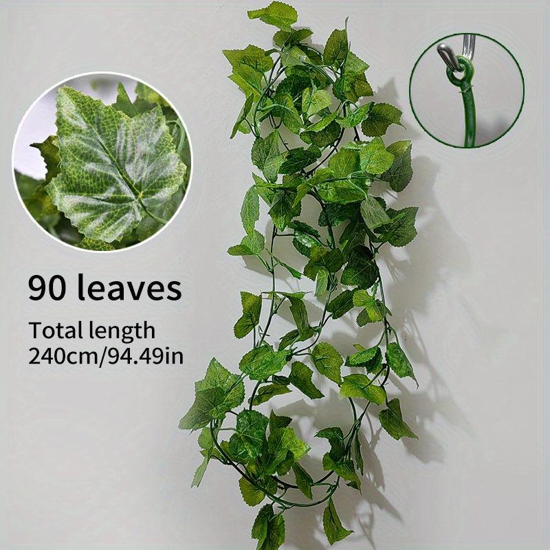 2-3m Simulation Vine with 90pcs Grape Leaves - Green Plants Decoration