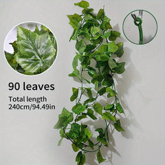 2-3m Simulation Vine with 90pcs Grape Leaves - Green Plants Decoration