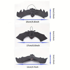 5pcs Halloween Hanging Bats Decor Creepy Flying Rubber Bats Decor
