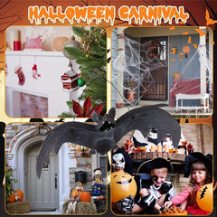 5pcs Halloween Hanging Bats Decor Creepy Flying Rubber Bats Decor