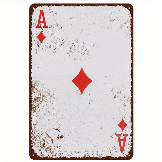 Vintage Poker Tin Sign Ace Of Club Metal Man Cave Wall Decor 30x20cm