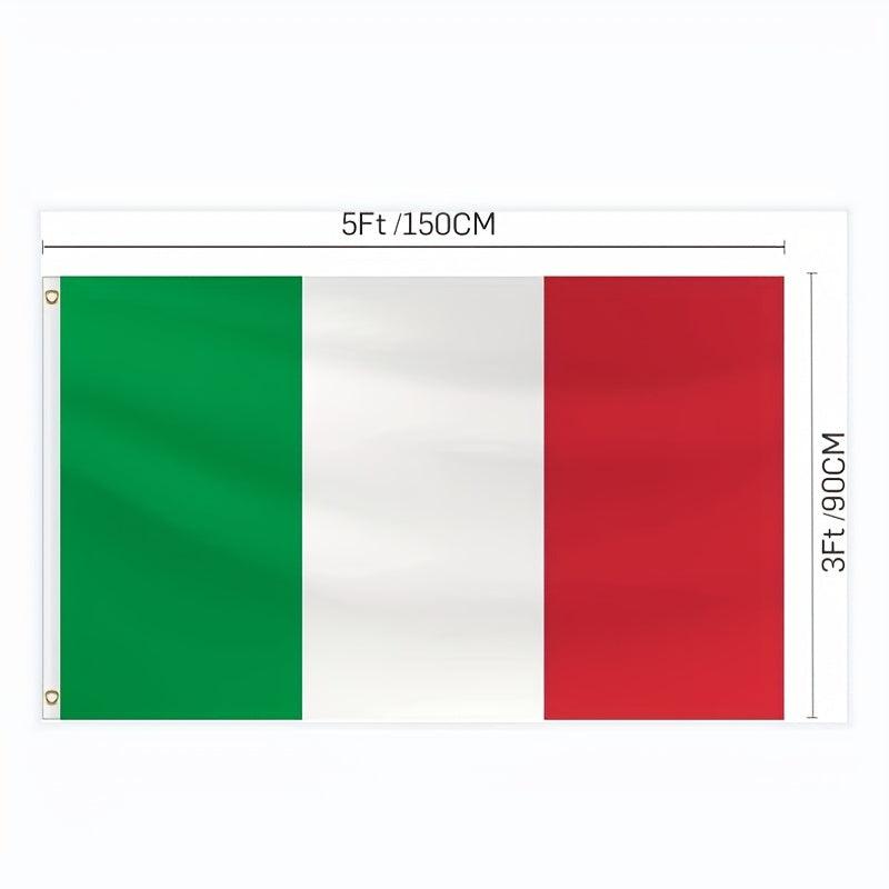Italian Flag 3x5 Feet 100D Polyester Fade resistant Brass Grommets Canvas Header