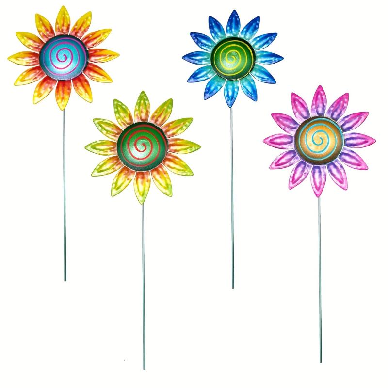 Metal Flower Garden Stakes Decor - Decorative Outdoor Yard Patio Decorations