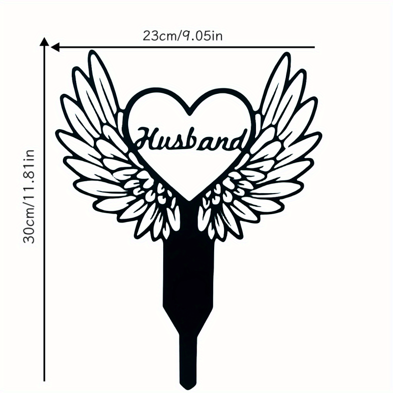 Metal Heart With Wings Memorial Garden Stake Sympathy Sign Tombstone Memorial