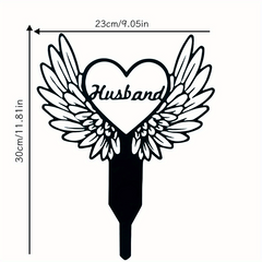 Metal Heart With Wings Memorial Garden Stake Sympathy Sign Tombstone Memorial