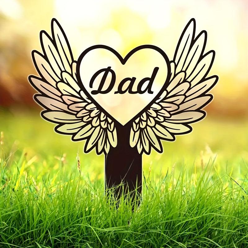 Metal Heart With Wings Memorial Garden Stake Sympathy Sign Tombstone Memorial