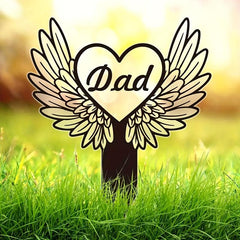 Metal Heart With Wings Memorial Garden Stake Sympathy Sign Tombstone Memorial