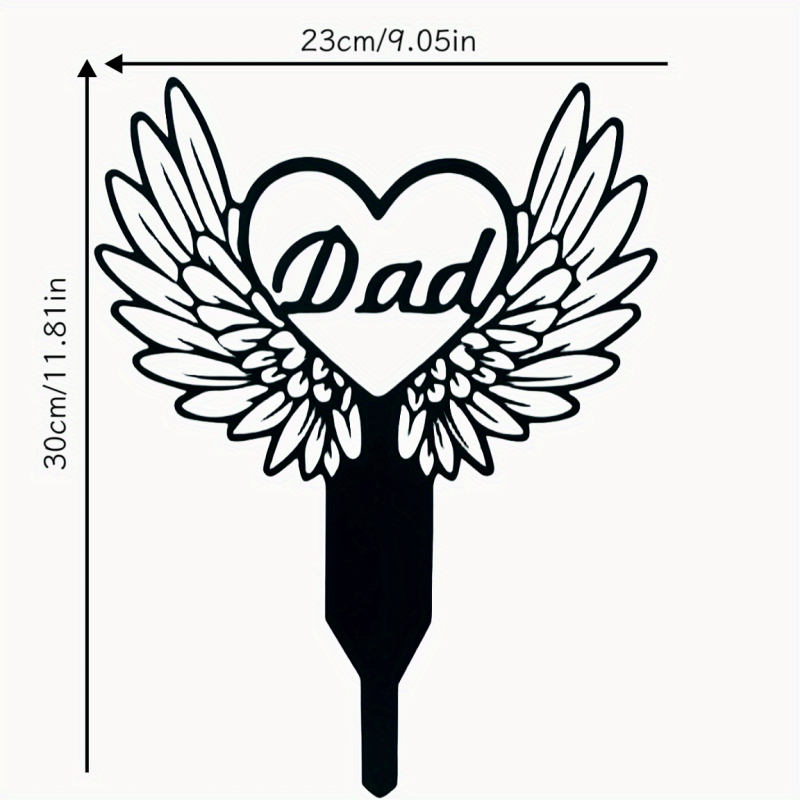 Metal Heart With Wings Memorial Garden Stake Sympathy Sign Tombstone Memorial