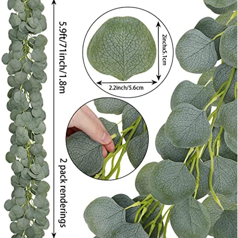 Artificial Eucalyptus Garland 5 9ft Greenery Silver Dollar Eucalyptus