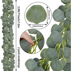 Artificial Eucalyptus Garland 5 9ft Greenery Silver Dollar Eucalyptus