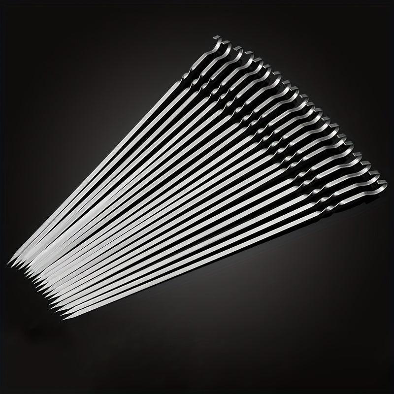 20pcs Reusable Stainless Steel BBQ Skewers for Grilling Parties