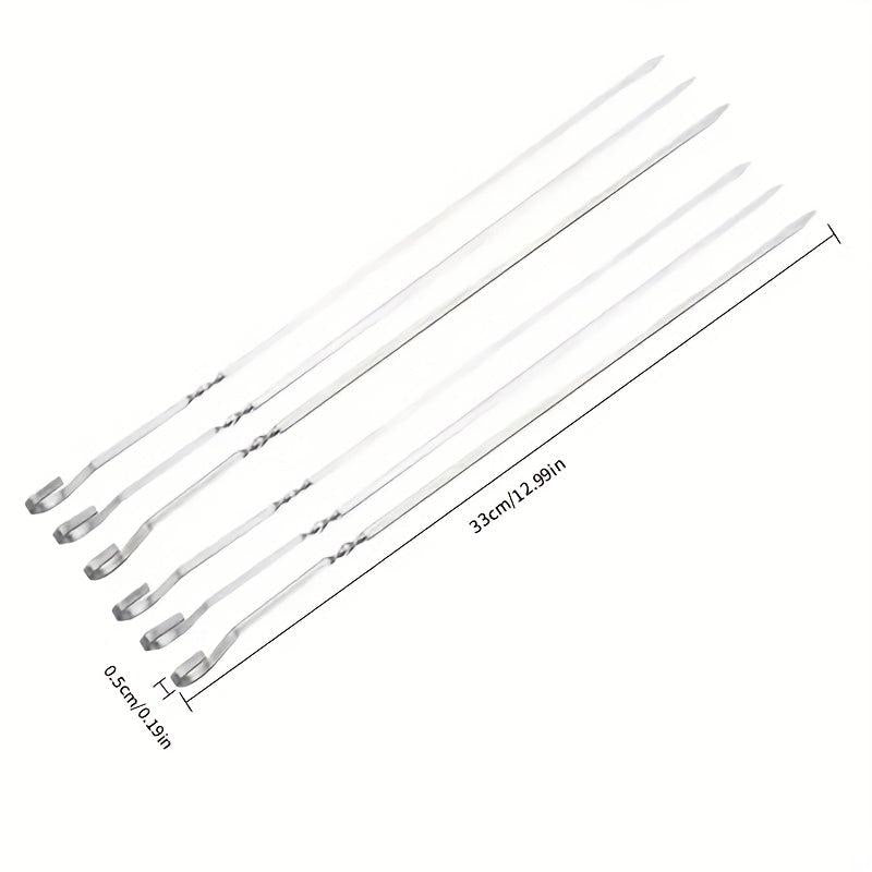 20pcs Reusable Stainless Steel BBQ Skewers for Grilling Parties