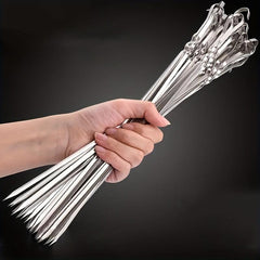 20pcs Reusable Stainless Steel BBQ Skewers for Grilling Parties