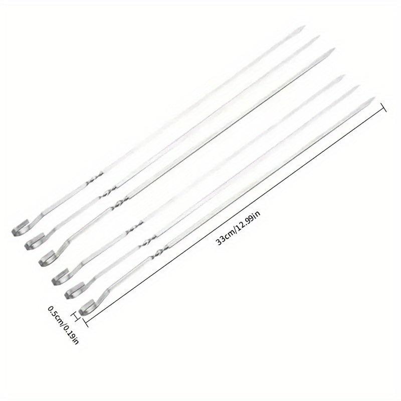 20pcs Reusable Stainless Steel BBQ Skewers for Grilling Parties