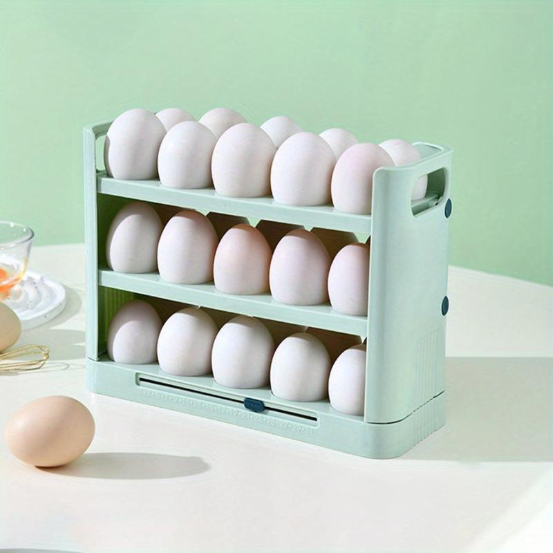3 Layer Flippable Egg Holder 30 Count Egg Storage Container for Refrigerator