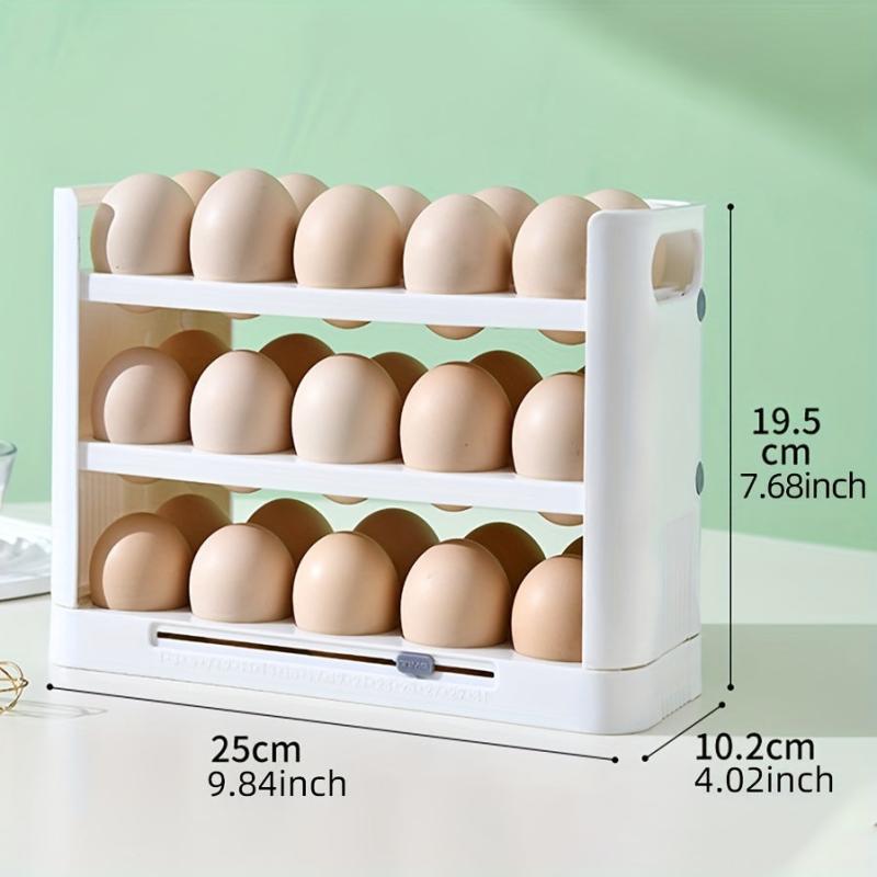 3 Layer Flippable Egg Holder 30 Count Egg Storage Container for Refrigerator