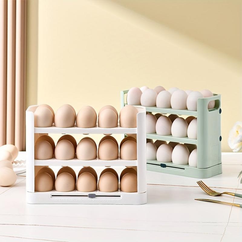 3 Layer Flippable Egg Holder 30 Count Egg Storage Container for Refrigerator