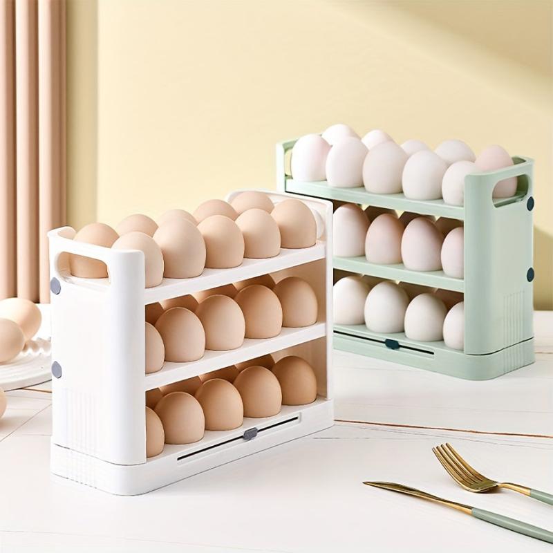 3 Layer Flippable Egg Holder 30 Count Egg Storage Container for Refrigerator