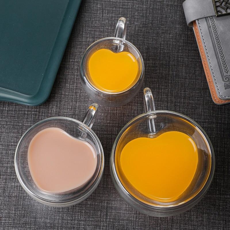 Heart Shaped Glass Cup Transparent Heart Coffee Cup Glass Heart Cup