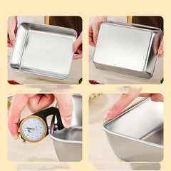 Stainless Steel Square Tray Vegetable Plate Baking Shallow Tray